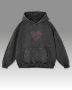 Bluza oversize z kapturem <br>Haft Serca <br>Efekt sprania